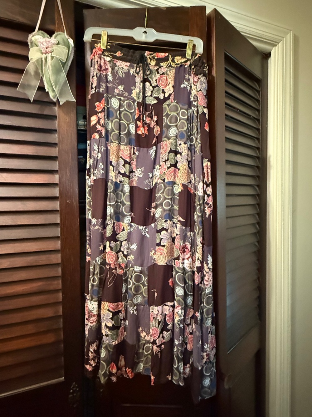 HOT SUMMER DEAL!LONG PATCHWORK/FLORAL PULL ON SKIRT -PROBABLY SIZE M- NO TAGS
